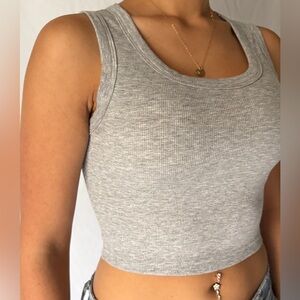 Heather Gray Sleeveless Crop Top